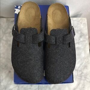 Birkenstock Boston Anthracite Wool Clogs